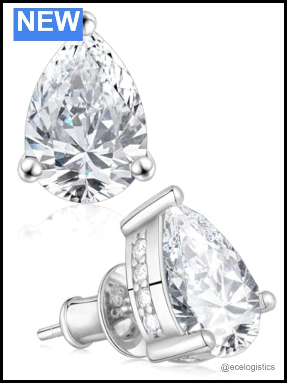 Moissanite Stud Earrings 925 Sterling Silver Gold Plated 2 Carat